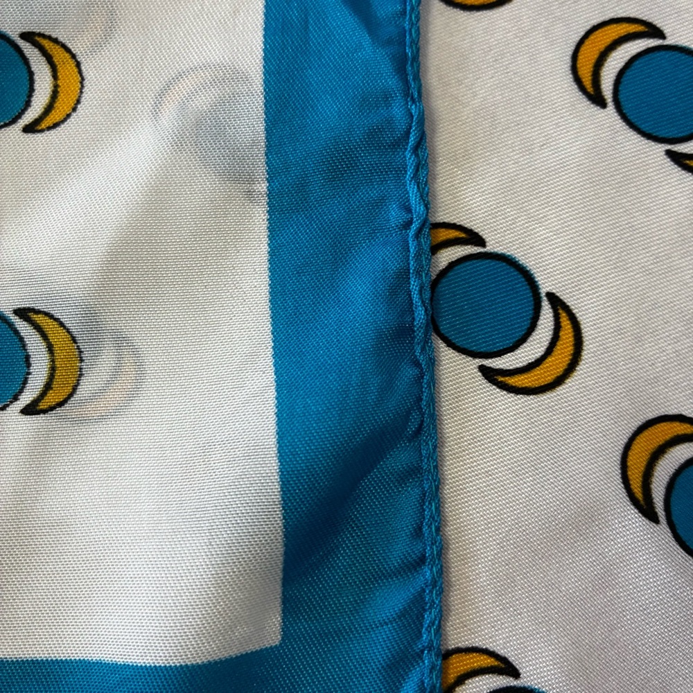White With Yellow Moons & Blue Suns Patterned Square Scarf - Picture 4 of 8